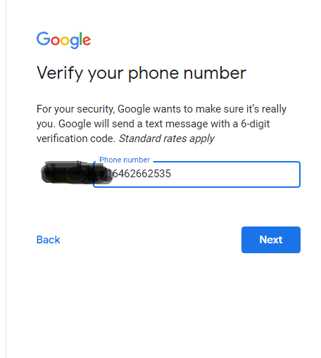 gmail number